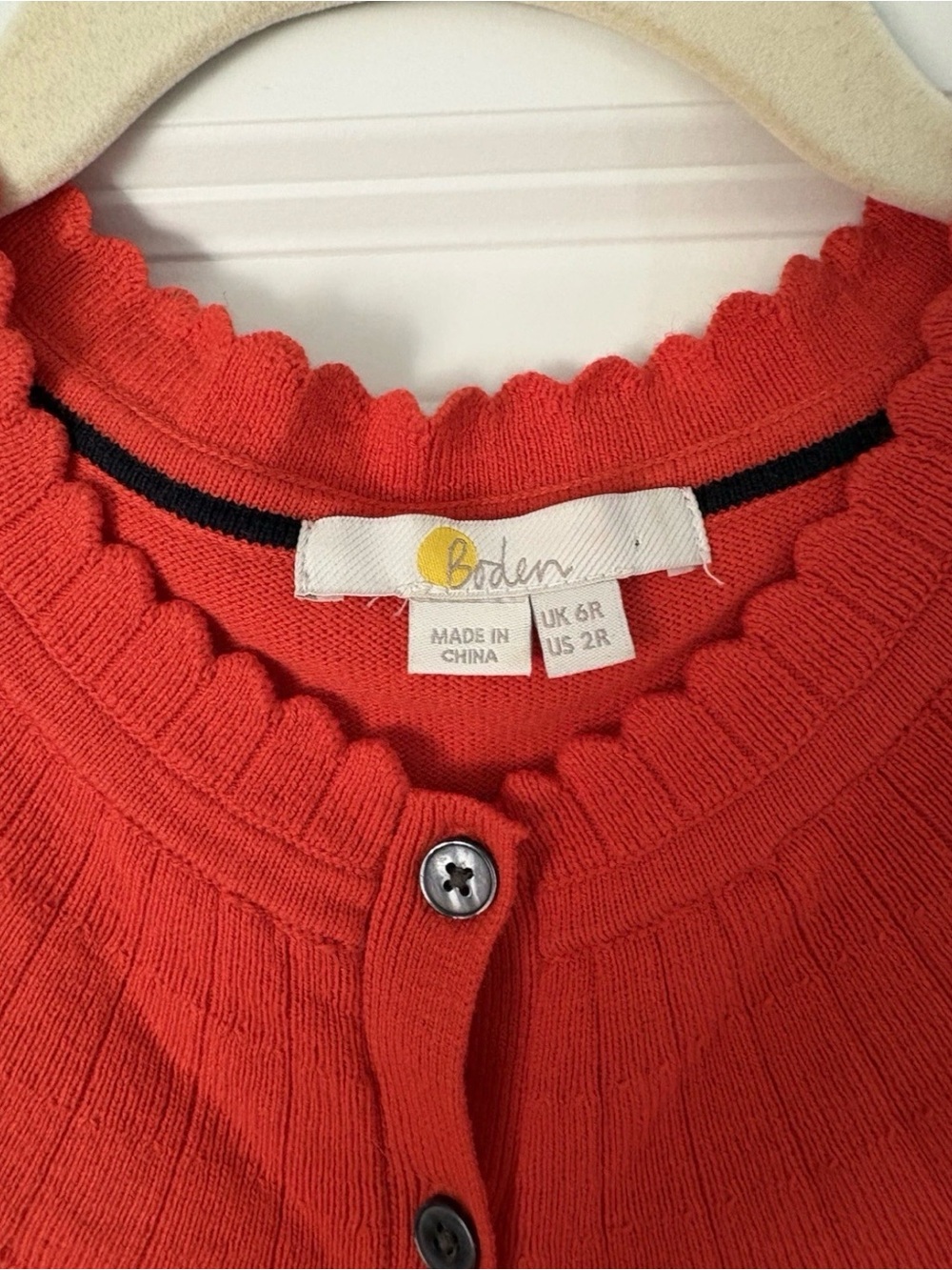 Boden Abercorn Knitted Dress Size 6R Collar Coral Cherry Red - Picture 5 of 6